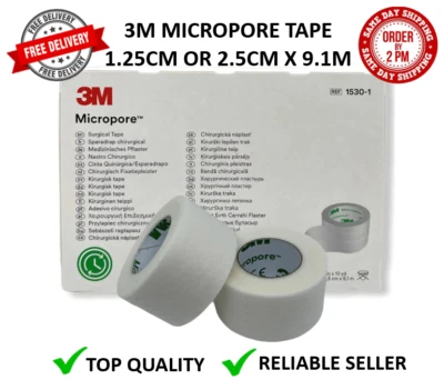 3M - MICROPORE SURGICAL TAPE 1.25CM 2.5CM PREMIUM MEDICAL QUALITY EYELASH TAPE - Image 1 of 3