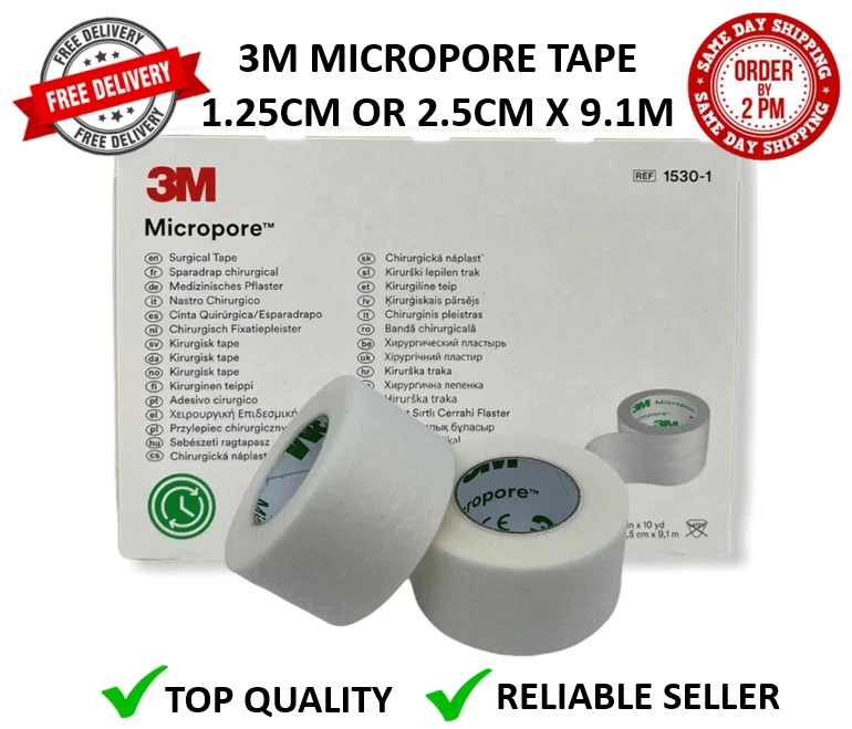 3M - MICROPORE SURGICAL TAPE 1.25CM 2.5CM PREMIUM MEDICAL QUALITY EYELASH TAPE