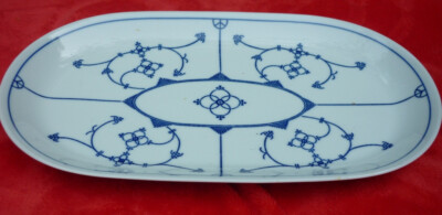 DDR Porzellan Eisenberg SAKS Strohblume indisch blau Braten teller Fleich Platte