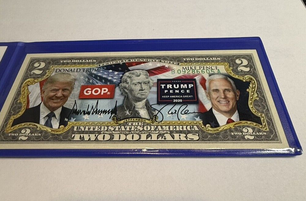 Merrrick Mint Colorized Trump  Pence 2020 Uncirculated U.S. $2 Bill C1