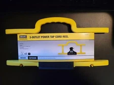 Grounded 3 Outlet Power Tap 50' Electric Cord Reel "H" Rack In / Outdoor Storage