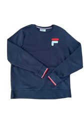 Vintage 90's FILA Sweatshirt Logo Embroidered Black - Large