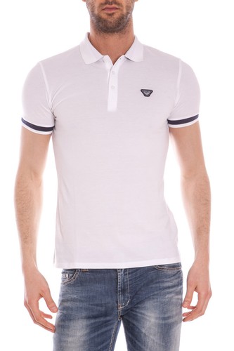 Polo Armani Jeans Polo Shirt Cotone Uomo Bianco C6M97QK 10 | eBay