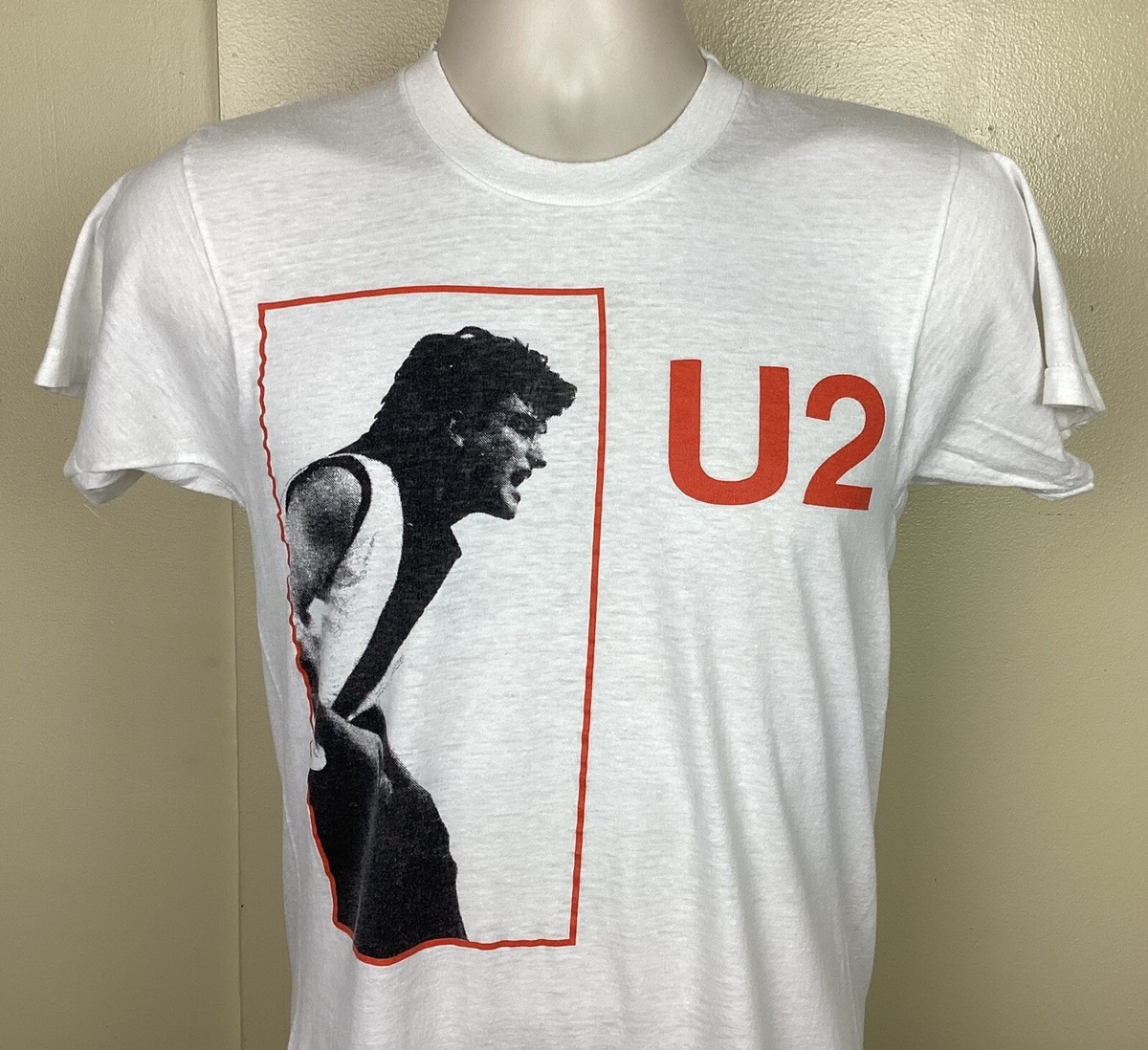 Vtg Early 80s U2 Bono T-Shirt White S/M Screen Stars New