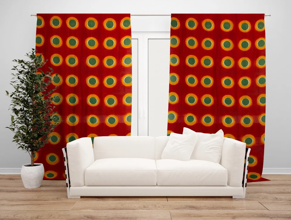 Хлопковые шторы Shibori набор из 2 панелей для декора 20 размеров в наличии оконные шторы - Изображение 2 из 4