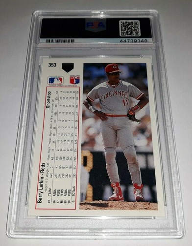 1991 Upper Deck #353 Barry Larkin Card Graded PSA 9 Mint Pop 4 - Picture 2 of 2