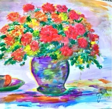 Original Painting Impressionist Still Life Flowers 8x10 Signed Sibley