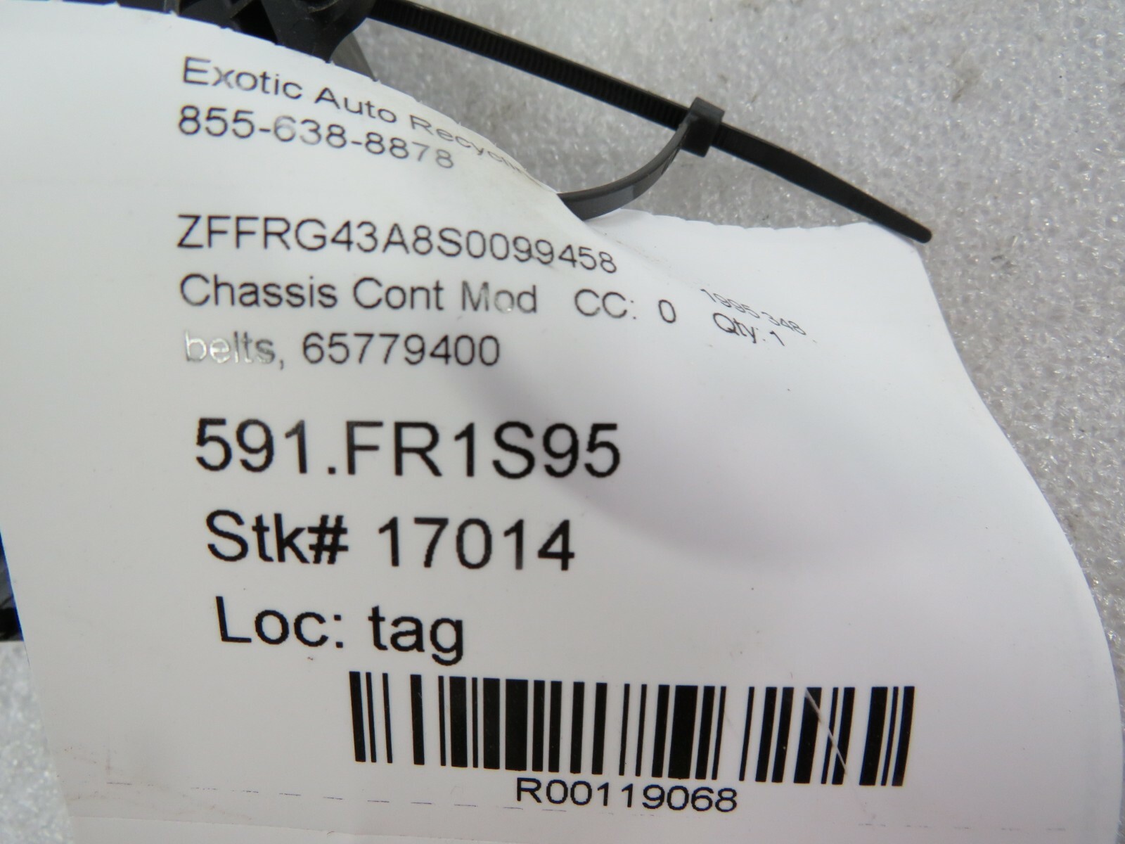 Ferrari 348, Seat Belts Passive ECU Module, Used, P/N 65779400