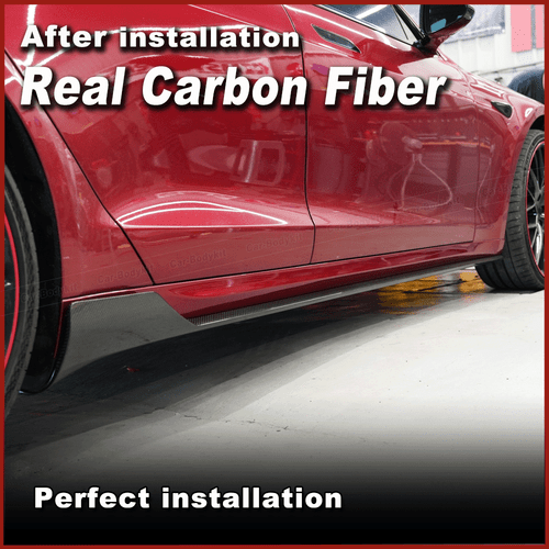 Faldones laterales de carbono Side Skirts alerón accesorios para Tesla Model S 2021-2024 - Imagen 4 de 12