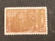ICOLLECTZONE US Massachusetts 1977 Bow Hunting VF NH