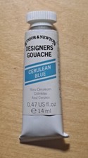 Vtg. 70s-80s Winsor&Newton Designers Gouache CERULEAN BLUE 572 Series 4   New