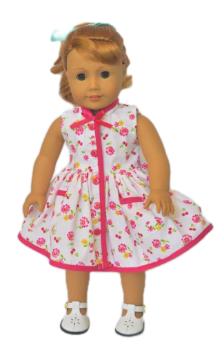 Vêtements de poupée 18 robe rose jaune floral convient poupée américaine fille Mary Ellen 1954 - Photo 1 sur 4