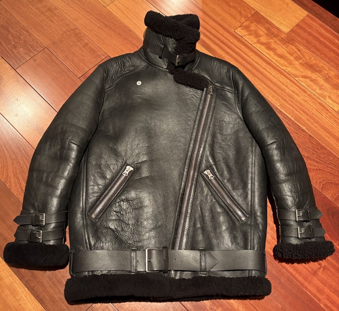 Acne Studios Velocite Shearling Moto Jacket - Black FR 36 | eBay