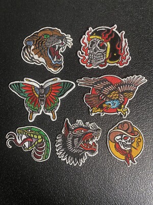 Tattoo Themed Embroidered Patch Lot- 7 Patches Brand New