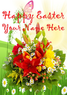 Bouquet he1 Gardener Flower Pretty Happy Easter A5 Personalised Greeting card