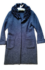 Edina Ronay Dark Grey Coat Wool Pockets Amazing Size 12-14 (bust 106-110cm)