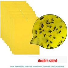 20x Yellow Sticky Glue Paper Insect Trap Catcher Killer Fly Bug Aphids Wasp A901