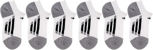 adidas 288208 Kids Cushioned No Show Socks (6-Pair), White/Black/Light Onix, M - Picture 2 of 2