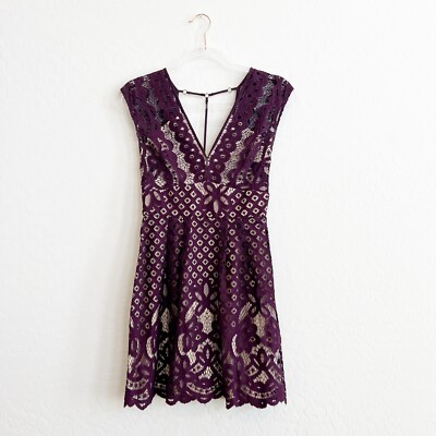 Free People Women's One Million Lovers Lace Mini Dress T-Strap Back Purple 0 | eBay Free People Women's One Million Lovers Lace Mini Dress T-Strap Back Purple 0 | eBay