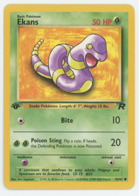 Ekans 56/82 1st Edition NM LP MP HP Common Team Rocket Pokemon Card 2000 WOTC