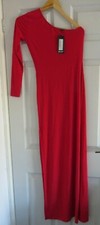 Nasty Gal Jessica One Shoulder Maxi Dress Red UK 8 LN013 DD 04