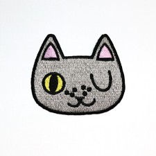 Funny Face cat Patch Kitten Pet cartoon Artwork Emblem for DIY Iron on Clothes
