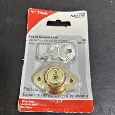 Keyed Drawer Desk Lock National USA Bright Brass Cabinet Lock