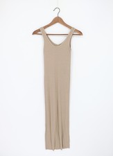 ENZA COSTA Silk Rib Tank Midi Dress Camel Beige XS 165 C1 219