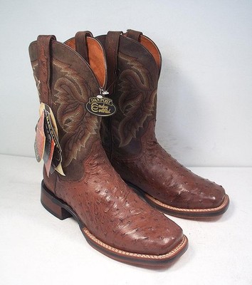 DAN POST MEN'S 9 D BROWN ALAMOSA FULL QUILL OSTRICH COWBOY BOOTS