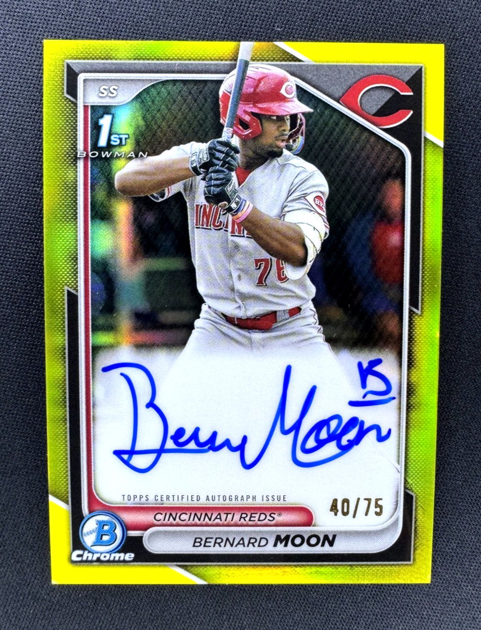 /75 BERNARD MOON 2024 BOWMAN CHROME 1ST YELLOW AUTOGRAPH REDS AUTO