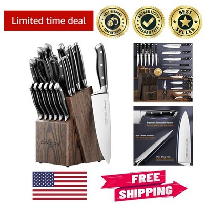 Elegant 18-Piece Kitchen Knife Set - Manual Sharpening & Stylish Storage Block
