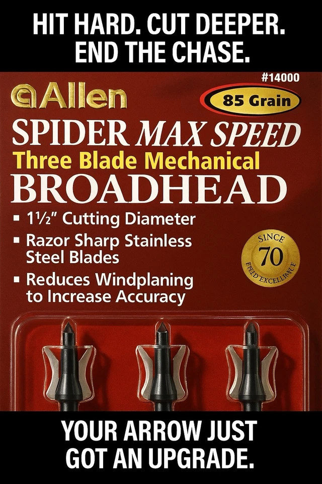 Механические наконечники Allen Spider 85 гран 3 лезвия диаметр резки 1,5 дюйма - Изображение 2 из 4