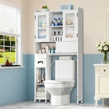 Over the Toilet Storage Cabinet - over Toilet Bathroom Organizer with Sliding Ba