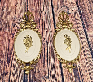Bouton Cabine En Laiton Blanc JayBee - Style Hollywood Regency, Plaque Arrière, MCM USA