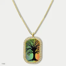 Gorgeous Tree Of Life Pendant Necklace Chain Photo Dog Tag Chain Gift Design Uni
