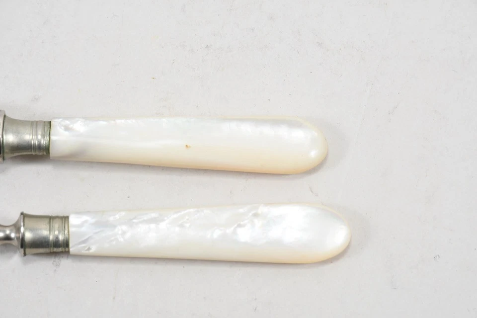 C26S65- Besteckset aus Metall mit Perlmutt Griffen gemarkt Rein Nickel - Bild 4 von 4