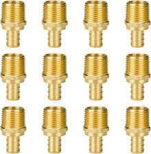 12-Pack 1/2" NPT to 1/2" PEX Male Adapter, No Lead Brass, NSF, UPC Certified