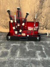 Great Scottish Highland White Mounts Black Bagpipes with Hard Case