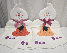 2 Halloween Friendly Ghost Chair Back Covers Pumpkin Hand Crafted BOO B70