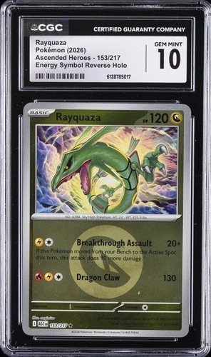 2026 POKEMON ASCENDED HEROES ENERGY SYMBOL REVERSE HOLO #153 RAYQUAZA CGC 10