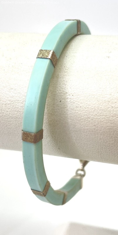 925 Sterling Textured Accents Blue Silicone Bracelet 6.6g