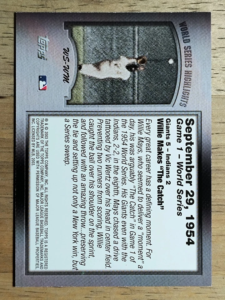 2004 Topps World Series Highlights #WM1 Willie Mays - Image 2 of 2
