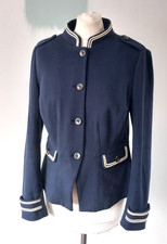 BODEN NAVY COTTON MILITARY JACKET BLAZER UK 12 Piping