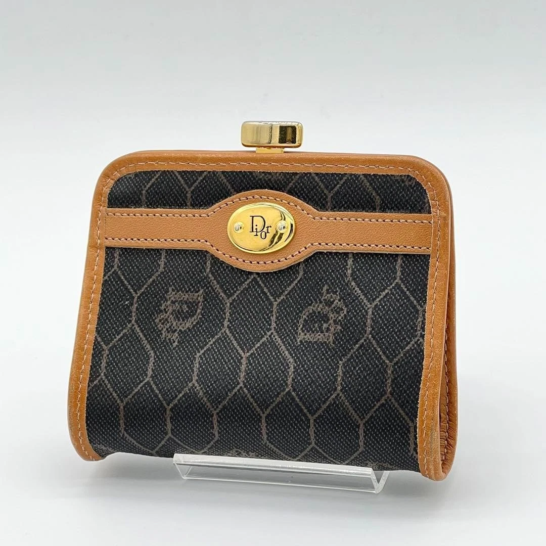 Mini porte monnaie portefeuille Christian Dior en nid d'abeille design glamour