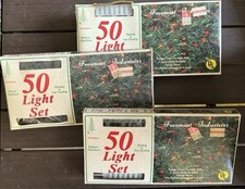 Vintage 3 Pack 50 Miniature Multicolor Light String Set Christmas Flashing/non