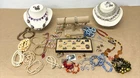 40+ pc VINTAGE COSTUME JEWELRY LOT RINGS NECKLACES EARRINGS PEARLS STONES & MORE