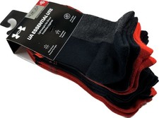 Under Armour Kids 6 Pk Black Red No Show Polyester UA Essential Lite Sock Set S