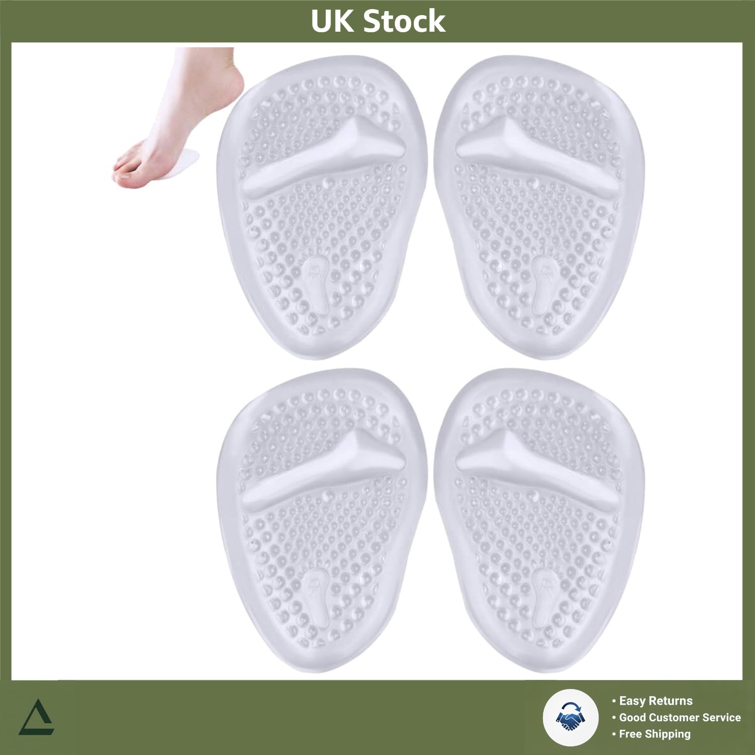 2 Pairs Clear Gel Foot Pain Relief Ball Cushions Metatarsal Pads for Women