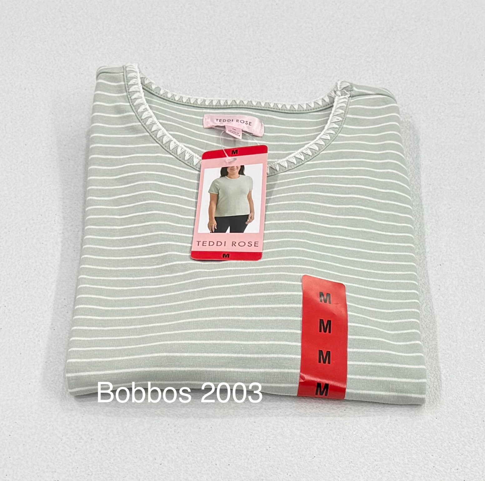 Teddi Rose Women's Round Neck Short Sleeve Top, Green, Size M