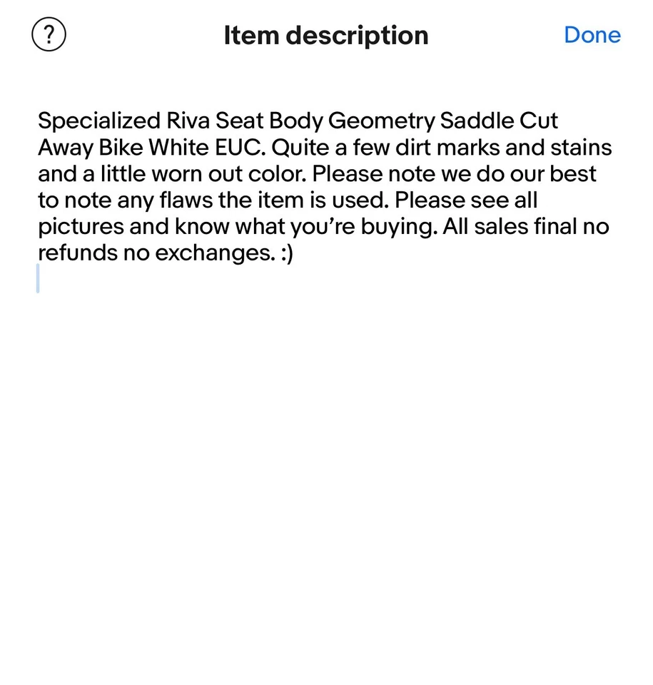 Bicicleta Specialized Riva Seat Body Geometry Saddle Cut Away Blanca Usada en Excelente Condición Foto 2 de 4